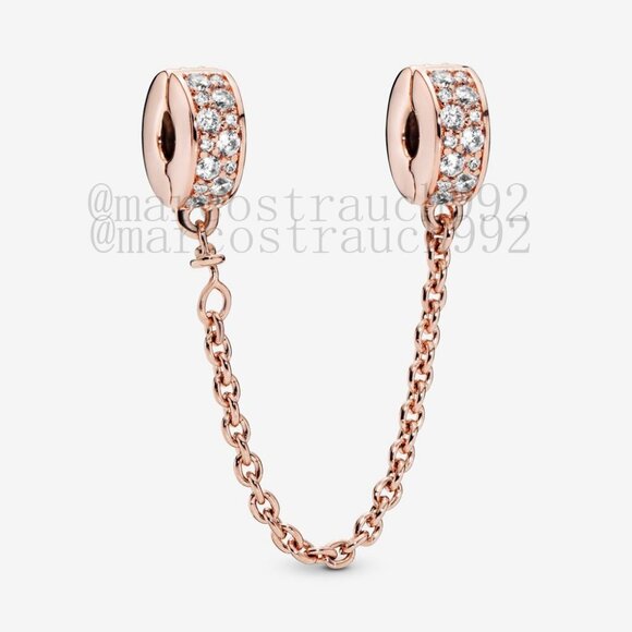 Pandora Clear Pavé Safety Chain Clip Charm - Picture 1 of 3
